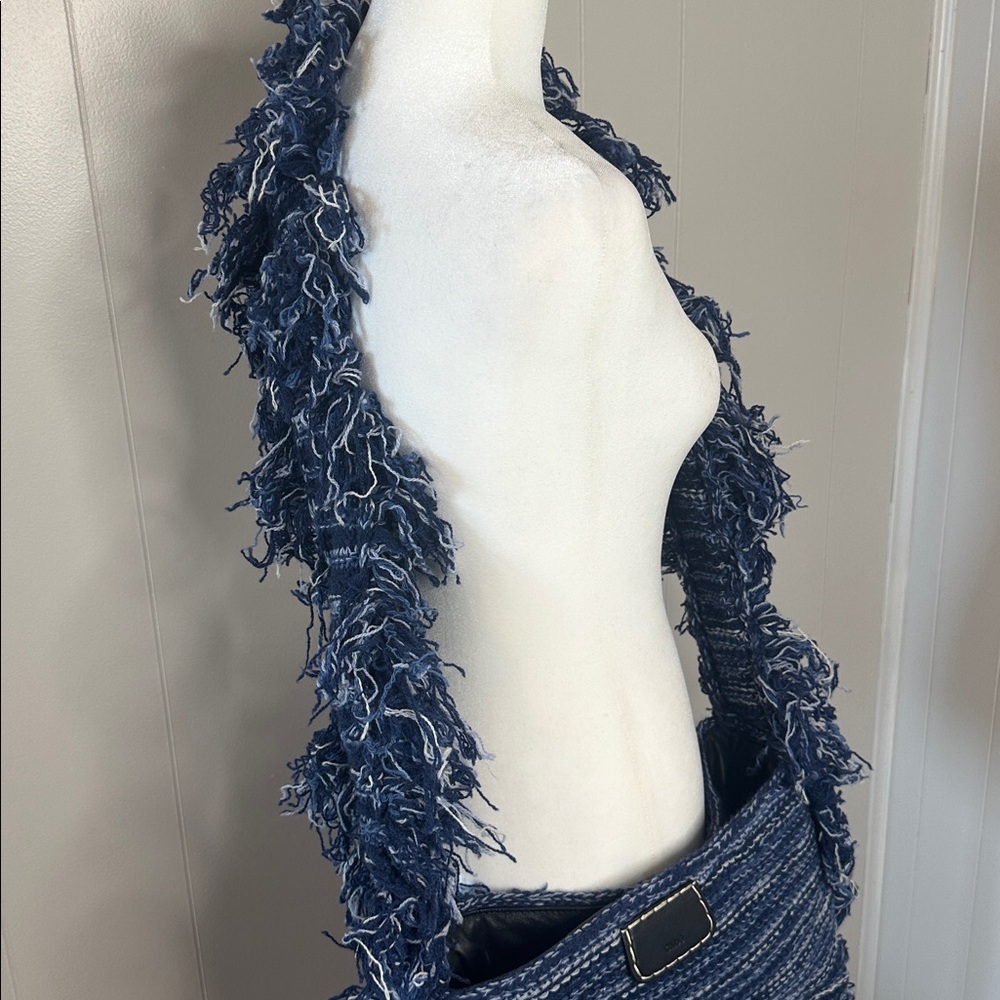 NWT Chloe Jorge Ocean Waves Cashmere Knit Bucket Bag - Picture 4 of 16